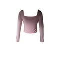 thumbnail image 4 of Diconna Women Slim Fit Shirt Autumn Backless Long Sleeve Side Slit Crop Tops Trendy Solid Color Basic Tee, 4 of 5