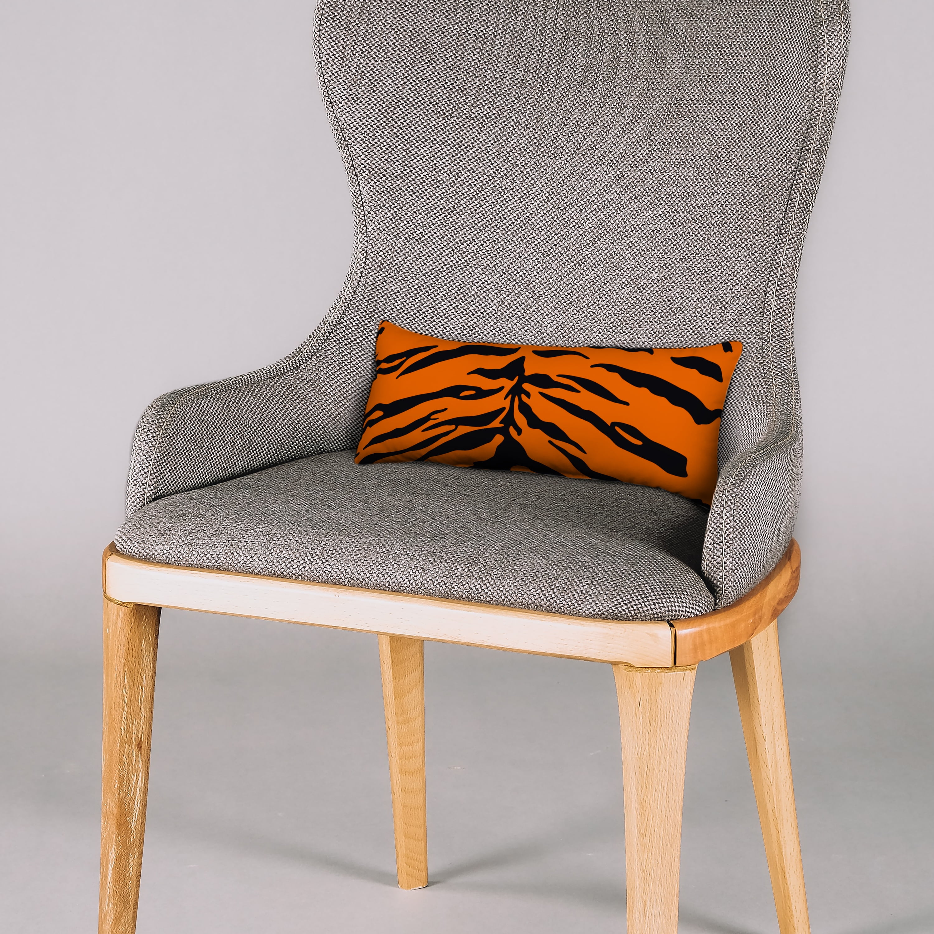 Everything Comfy Tiger Print Decorative Pillow, 16x6 Inch, Orange,