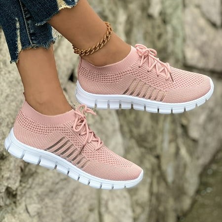 

Womens Lightweight Mesh Sneakers - Ultra-Breathable & Soft Knit Lace-Up Running Shoes - Perfect for Casual Wear & Athletic Everyday Footwear for Women