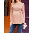 thumbnail image 3 of Weardear 3 Pack Womens Maternity Tops Pleated Long Sleeve Pregnancy Shirts Regular Fit Tunic Casual Maternity Clothes, 3 of 6