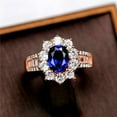 thumbnail image 2 of HeartsAndYou 2ct Natural Sapphire Diamond Floral Halo Baguette Accent Ring 14k REAL Rose Gold, 2 of 9