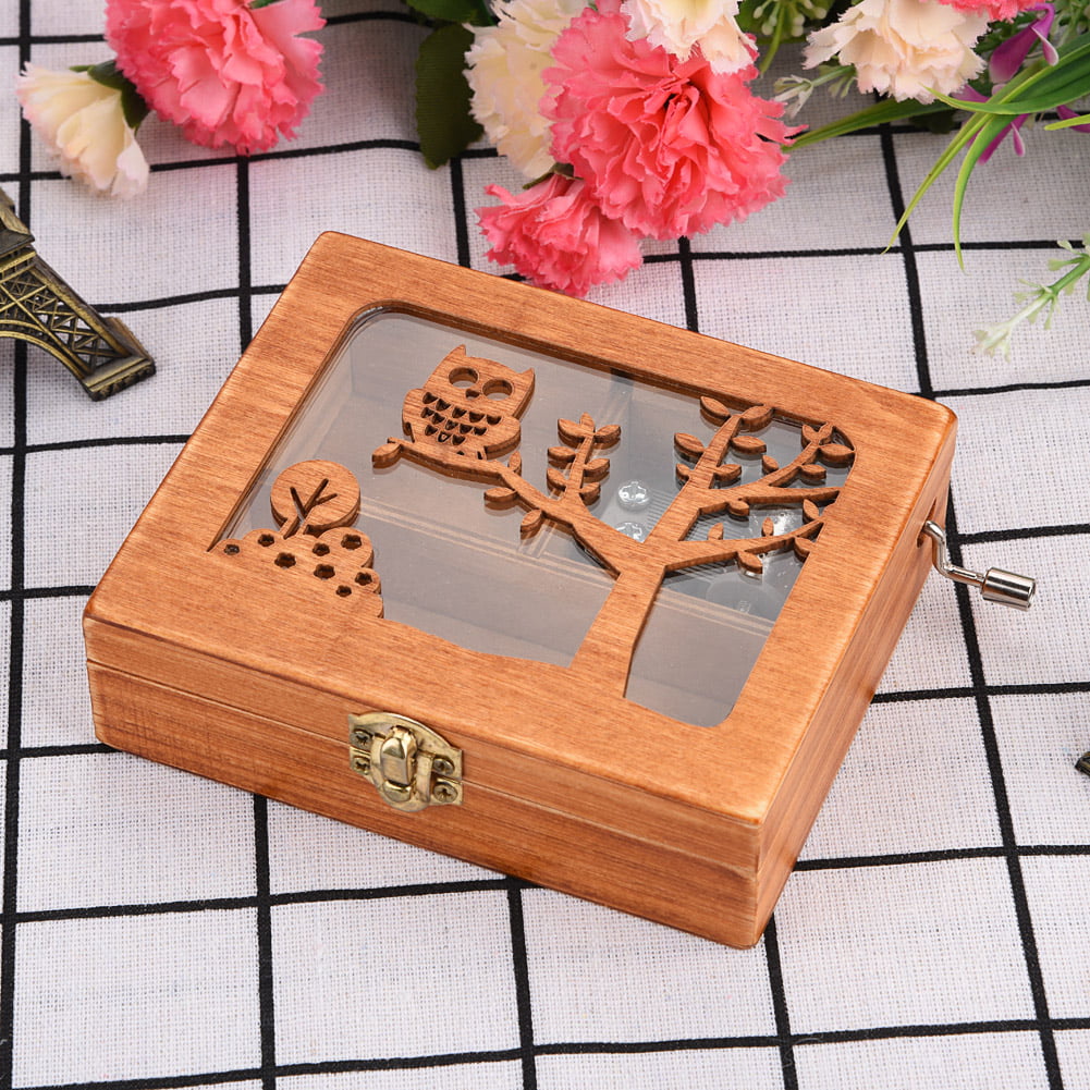Color : Elephant Ruiqas Music Box Forest Animal Wood Box Engraved Wooden Hand Crank Music Box Birthday Craft Gift Toy