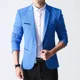 thumbnail image 2 of Chaqueta de traje de un solo pecho para hombre, abrigo corto, blazer masculino azul, vintage, de moda, clásico, nuevo en ropa de primavera, informal, 2 of 4