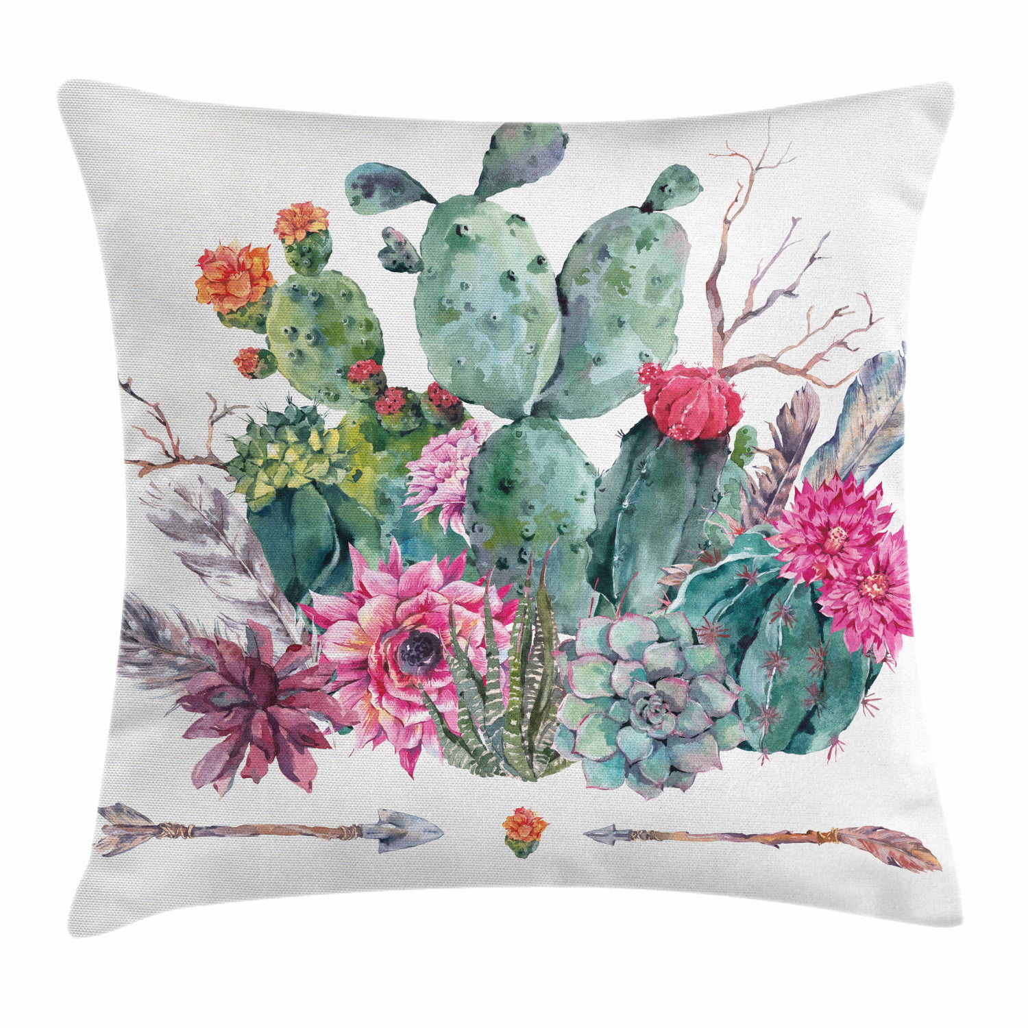Multicolor Serape Cactus Western Rodeo Cowgirl Funny Leopard Serape Cactus Throw Pillow 16x16