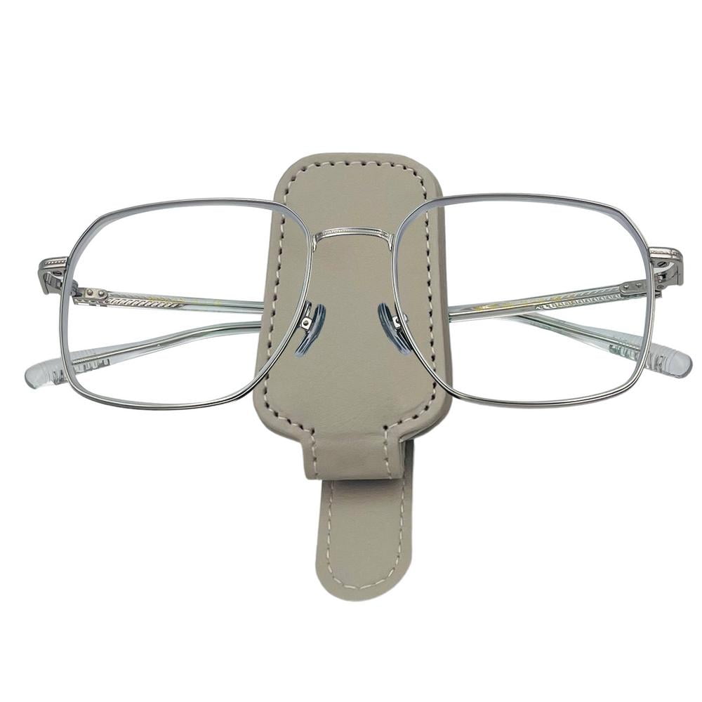 Ksruee Sunglasses Holder for Car Leather Sunglasses Car Organizer