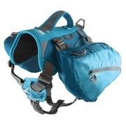 Kurgo Baxter Dog Backpack Harness, Coastal Blue | Integrated Harness & 2-Sided Saddlebag Holds 3.5L, 8 Adjustment Points, Reflective Trim, Padded Handle, for Dogs 30-85 Lb