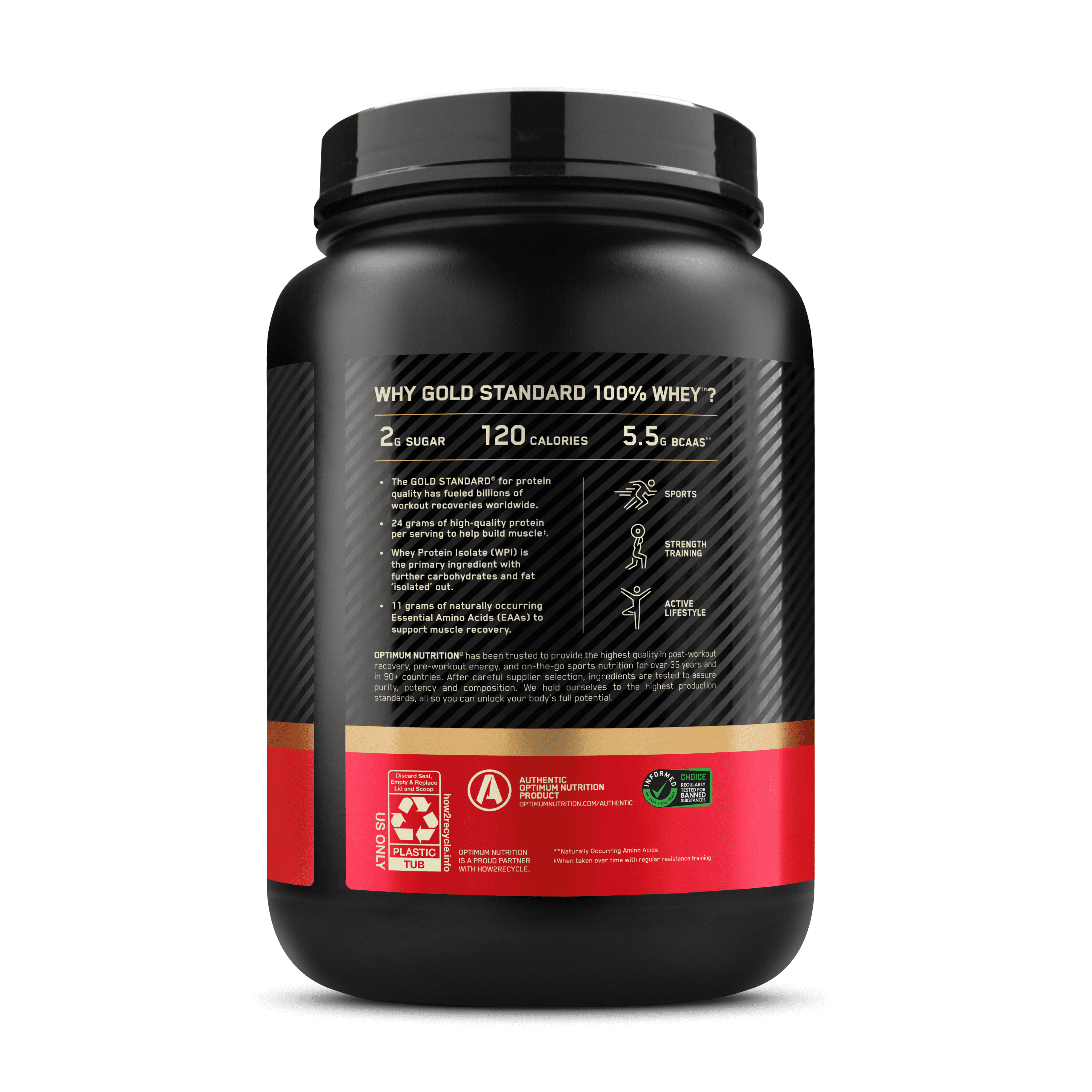 Optimum Nutrition, Gold Standard 100% Whey Protein Powder, Strawberries & Cream, 22 Servings