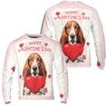 thumbnail image 3 of Happy Valentine's Day Basset Hound Brings Love Heart All Over Print 3D Sweatshirt Unisex Merch Bassets Dog Breed Lovers Gifts Idea - 02028, 3 of 6