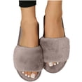thumbnail image 6 of Women Slippers Non-Slip Flat Heel Open Toe Slip-on House Warm Shoes Women's Fashion Casual Home Indoor Outdoor Plus Velvet Warm Slippers, 6 of 9