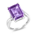 thumbnail image 3 of Gem Stone King 10K White Gold Purple Amethyst Engagement Ring for Women | 7.00 Cttw | Emerald Cut 14X10MM | Gemstone February Birthstone | Size 7, 3 of 6
