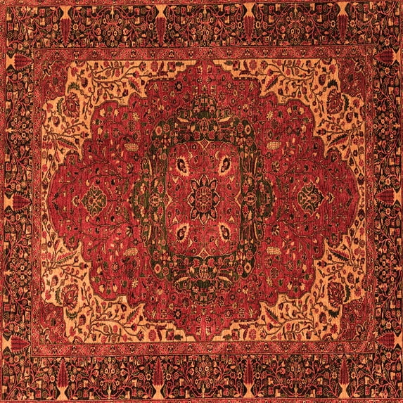 Ahgly Company Indoor Square Persian Orange Traditional Area Rugs, 8' Square