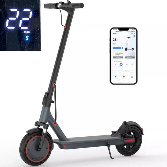 Restored Electric Scooter for Adults, 10 Inch Tires, 22 MPH Max Speed, 500W Motor, Digital LED display, Gray