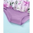 thumbnail image 7 of KIMI BEAR Newborn Baby Girls One-piece Swimsuits 0-3 Months Summer Bathing Suits Off the Shoulder Sleeveless Halter Bow Floral Beach Wear Holiday Rash Guard with Headband 2pcs Purple, 7 of 7