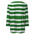thumbnail image 5 of LWavelet Crew Neck Stripe Print Blouse Womens Plus Size 3/4 Sleeve Loose Fit Comfortable Daily Top Green 4XL, 5 of 5
