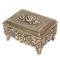Rose Metal Jewelry Box Zinc Alloy Trinket Box Vintage Rectangular