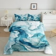 thumbnail image 2 of Manfei Aesthetic Geometric Art Full Size Comforter Sets,Abstract Marble Texture Bedding Comforter Set,Blue White Bedding Sets For Children,Lightweight Room Decor,3-Piece, 2 of 8