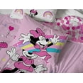 Disney Minnie Mouse Pink Rainbow Stripes 7 Piece Queen Bed Set with