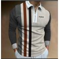 thumbnail image 2 of Fesfesfes Blouse Shirt for Men Fall 2022 Positioning Print Zip Stripe Long Sleeves On Sale, 2 of 8