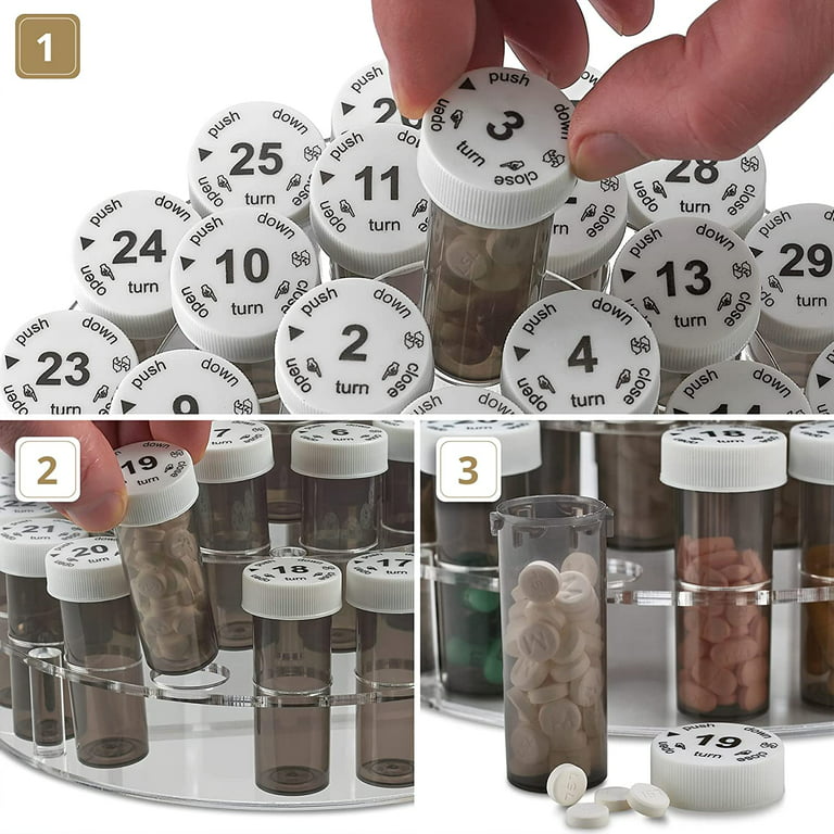 MEDca Monthly Pill Bottle Organizer 31 Numbered Full-Size Pill