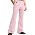 thumbnail image 5 of XuJwPNcy Mens Dress Pants Classic Fit Pockets Flared Pants Trendy Business Casual Bell Bottom Trousers Work Office Slacks(Pink,Large), 5 of 7
