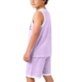 thumbnail image 6 of ATOGUTA Boys Summer Outfits Sleeveless Tank Tops and Workout Shorts Set 2 Piece Clothing Set Size 0-15, Purple, 6 of 7
