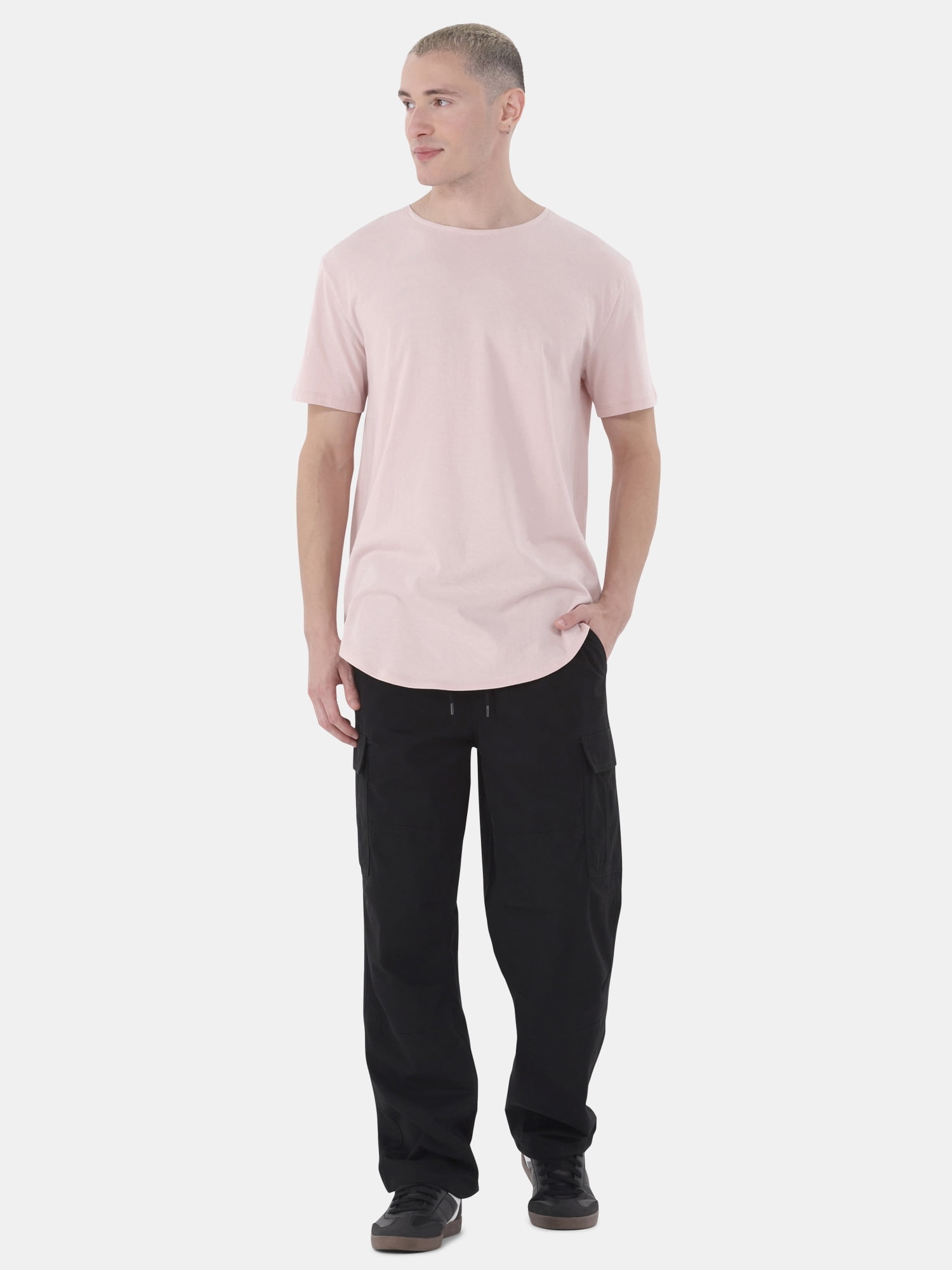 No Boundaries Men's & Big Men's Longline Curved Hem Elongated Tee Shirt, 2-Pack, Sizes XS-5XL