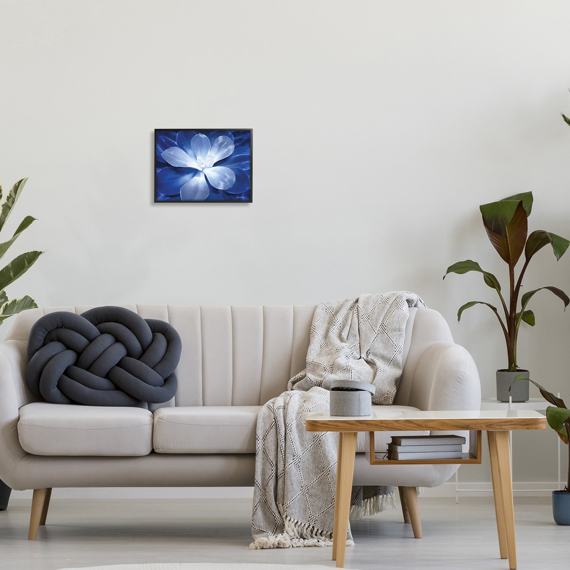 Stupell Industries Monochromatic Blue Succulent Plant Detailed Botanical Petals,30 x 24, Design by Lori Deiter