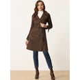 thumbnail image 2 of Gabardina para Mujer con Solapa Abrido de Gamuza Sintético con Doble Botonadura Café L, 2 of 5