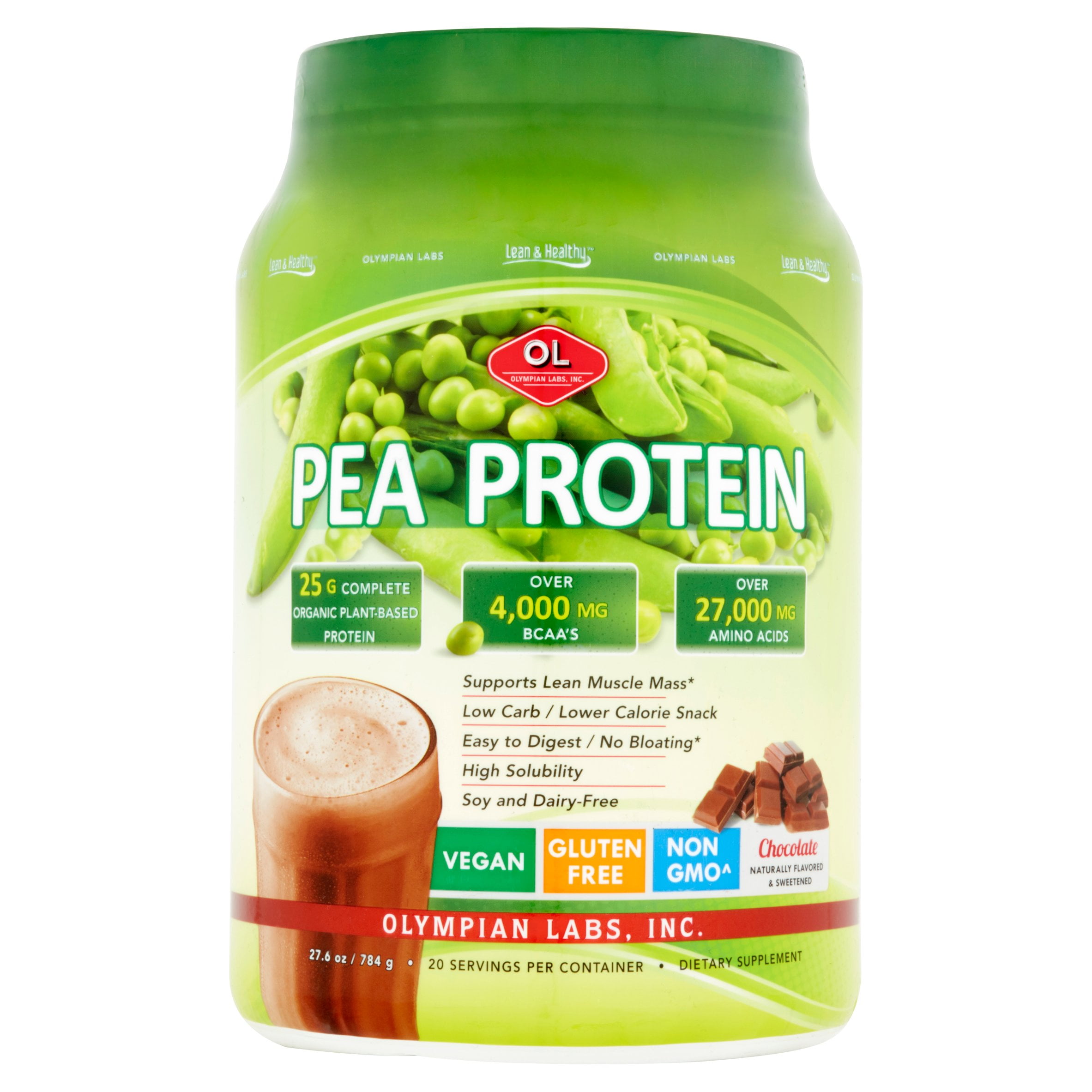 Olympian Labs Pea Protein Powder, Chocolate, 25g Protein, 1.8 Lb