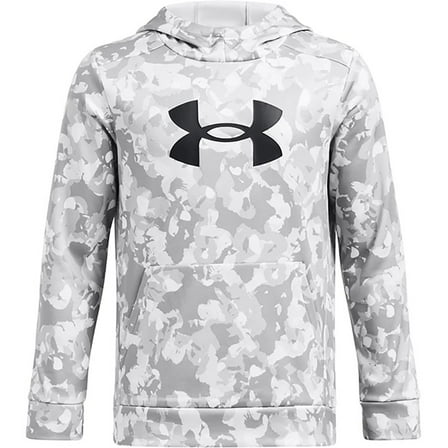 Under Armour Boys' Armour Fleece Big Logo All Over Print Hoodie Mod Gray/Black,