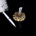 thumbnail image 4 of Pluma de avestruz Pluma de pluma Pluma de escritura de cisne de lujo Pluma de boda Pluma de firma con soporte de metal (Base dorada) Adepaton LN-1565, 4 of 6