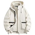 thumbnail image 2 of Work Jackets for Men 2025 Long Sleeve Loose Fit Zip Up Hooded Jacket with Pockets Outdoor Windbreaker Coat Hoodie, 2 of 5