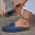 thumbnail image 6 of Bow Backless Loafer Mules for Women Soft Comfortable Dressy Slide on Shoes Women Lightweight Leather Closed Toe Mule Flats, 43, 6 of 9