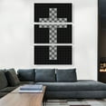 thumbnail image 2 of ARTCANVAS Black Gray Christian Church Jewel Cross Pixel Canvas Art Print - Size: 60" x 40" (1.50" Deep) (3-Piece), 2 of 9
