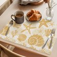 thumbnail image 3 of Yellow Coastal Summer Placemats Set of 6 Coral Shell Starfish Vintage Place Mats Indoor Wipeable Table Mats Washable Cloth Dining Table Placemats for Kitchen Holiday Party Home Decor 13x19 Inch, 3 of 9
