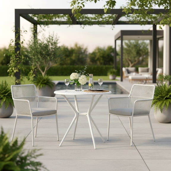 Bates White Plastic Round Dining Table