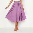 thumbnail image 5 of Dxzfnsa Women's Pleated Midi Skirts Spring Summer High Waisted Knee Length Flowy A Line Skirts Womens Comfy Casual Solid Color Flared Skirts, 5 of 9