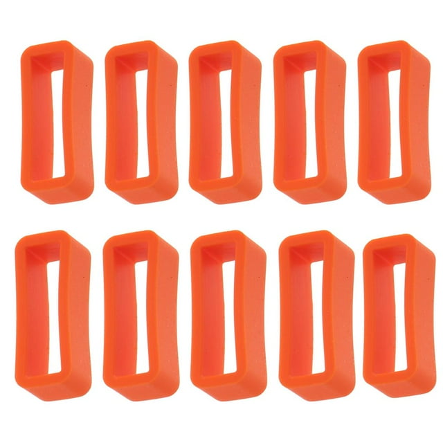 lionlar 10pcs Soft Silicone Sport Strap Rubber Secure Clasps Bright Color Clasp Keeper - Orange