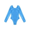 thumbnail image 6 of YiZYiF Kids Girls Shiny Metallic Long Sleeves Ballet Latin Yoga Dance Leotard, 6 of 7