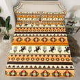 thumbnail image 2 of Homewish Retro Boho Tribal Queen Sheet Sets,Rustic Farmhouse Horse Flat Sheet,Beige Orange Queen Fitted Sheet For Boy Kids,Ultra Soft Home Decor,4pcs, 2 of 7