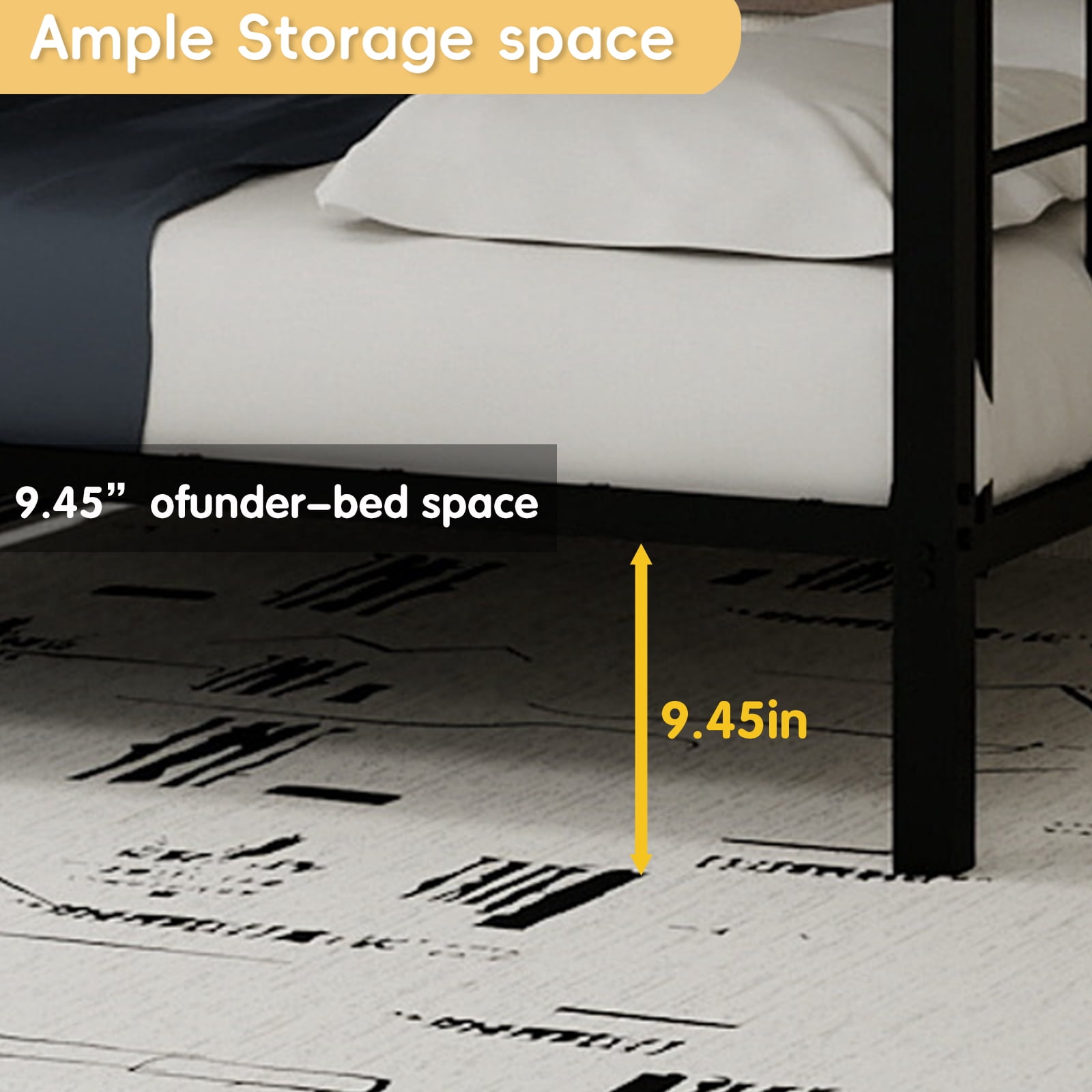 Leumius Full over Full Metal Bunk Bed Frame with Safety Rails & Ladders, Heavy-Duty Quiet Design for Teens and Adults,Black