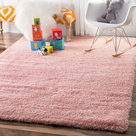 Soft Plush Nursery Solid Baby Pink Kids Area Rugs 6 Feet 7 Baby Pink Kids Area Rugs