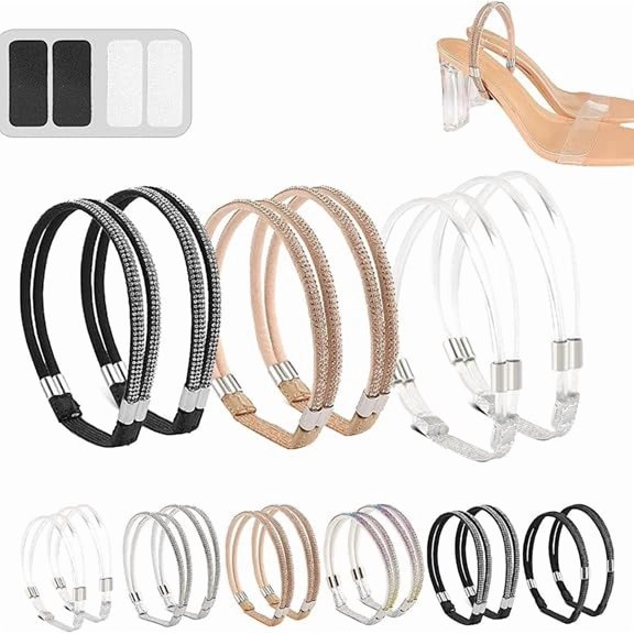 Elastic High Heels Shoe Straps, Rhinestone Elastic High Heel Anti-Loose Straps, Shoe Straps for Heels Detachable Shoe Straps