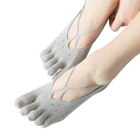 

Liveday 2 Pairs Women Velvet Toe Socks Non Slip Breathable Full Five Finger Socks Low-cut Liner Socks New