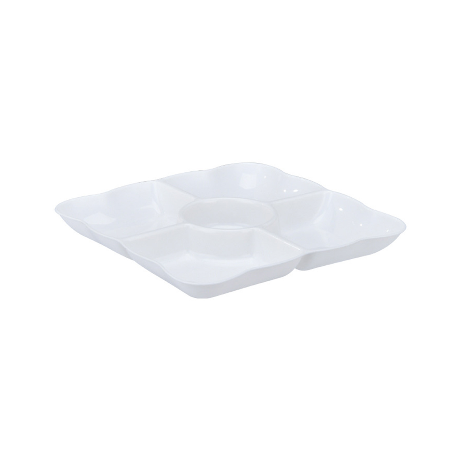 Matoen Divided Serving Dish, Appetizer Snack Tray Platter for Fruit, Veggies, Candy, Chip and Dip, Relish Tray for Christmas Thanksgiving Party, 5 Compartment, White - image 3 of 6