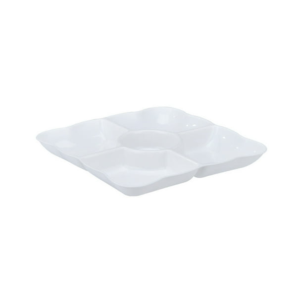 Bandeja de plástico dividida para aperitivos con compartimentos para frutos secos y frutas. Bandeja redonda y cuadrada para servir frutas deshidratadas. Organizador para fiestas en casa, cocina,