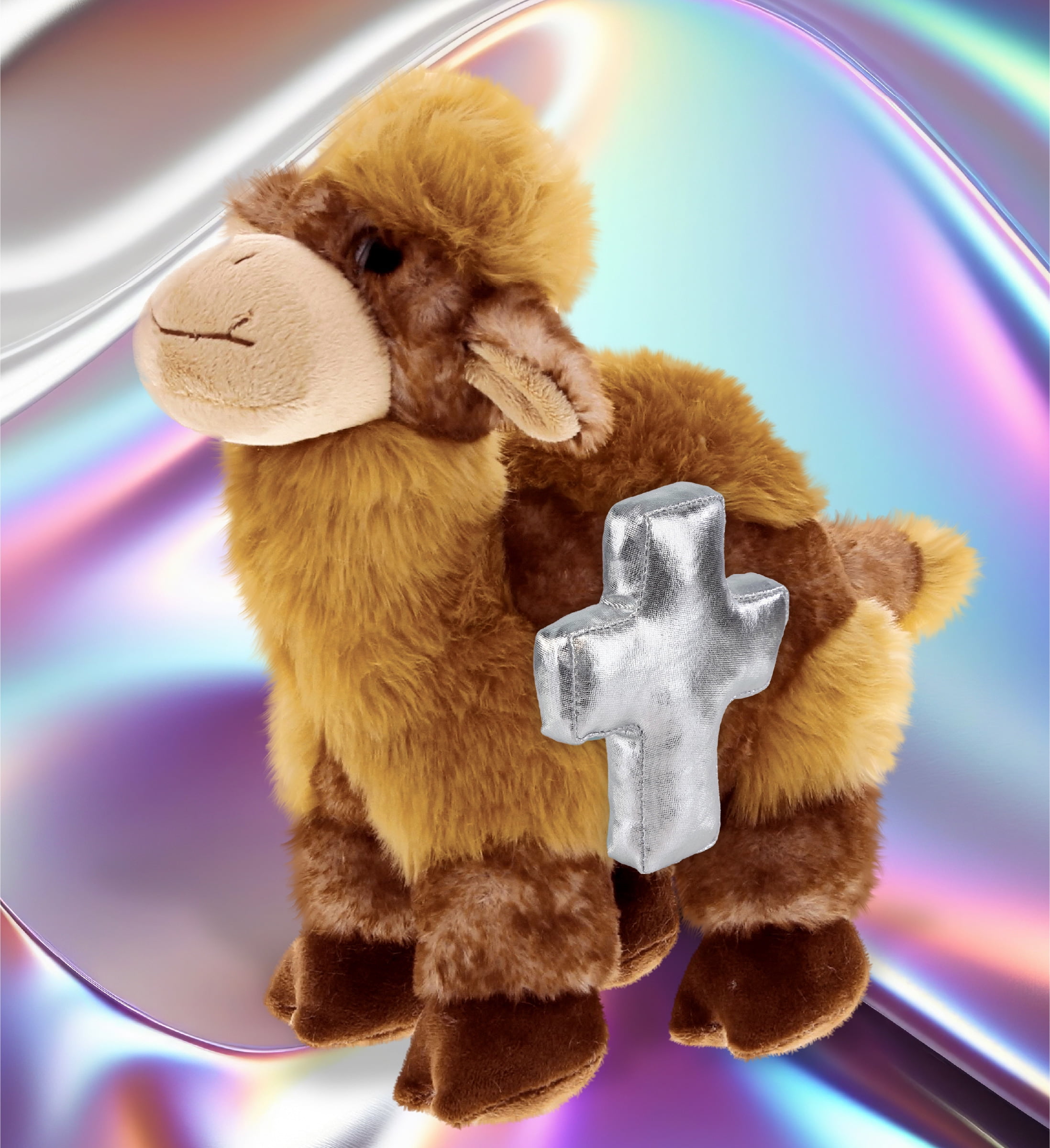 DolliBu Camel Stuffed Animal with Silver Cross Plush – Religious Baptism Gifts for Boys and Girls, Dedication Christening Gifts Plush Prayer Toy Healing Stuffed Animal - 10 Inches