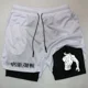 thumbnail image 1 of Pantalones cortos de compresión de Anime para hombre, ropa deportiva de verano, 2 en 1, entrenamiento, Fitness, 1 of 5