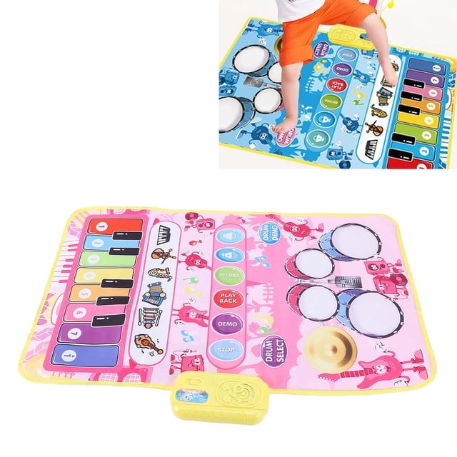 Floor Piano Keyboard Mat, Floor Piano Playmat Multiple Sound Modes Child Friendly Foldable Interactive for Early Education Pink