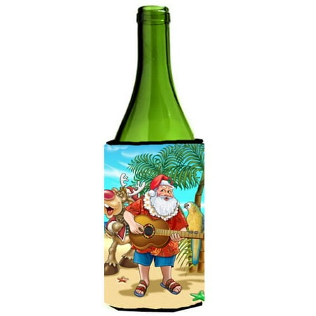 Santa Claus Wine Bottle - Beach Christmas Santa Claus Island Time Wine Bottle Can cooler Hugger